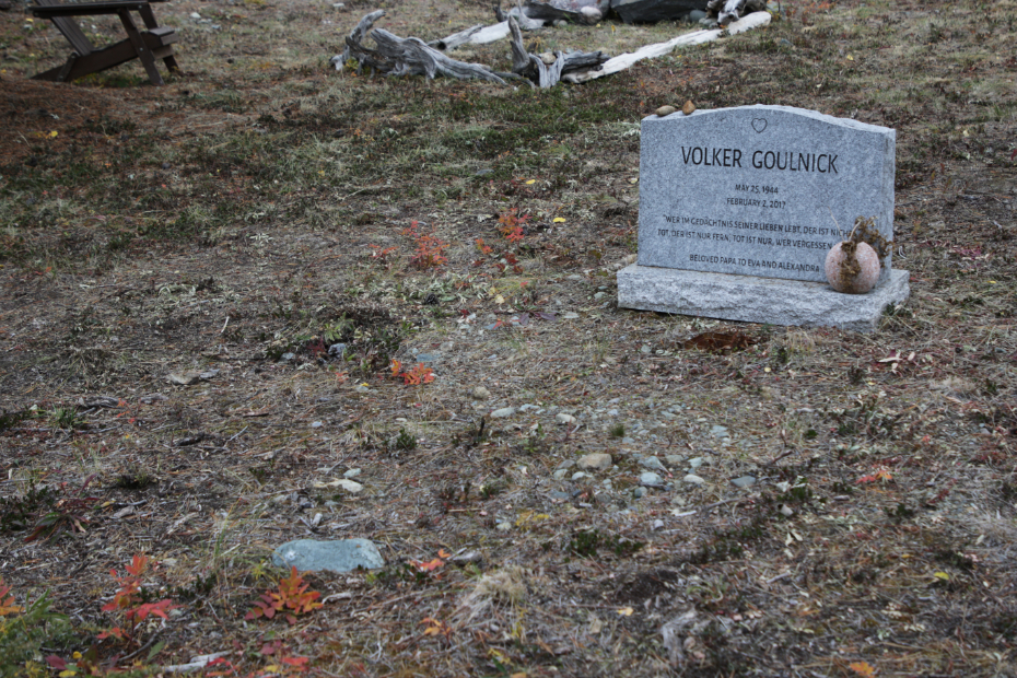 Grave of Volker Goulnick in the Atlin Cemetery, BC