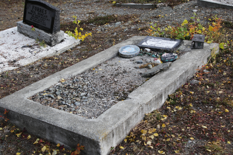 Grave of Barbara (Evans) Gunderson in the Atlin Cemetery, BC