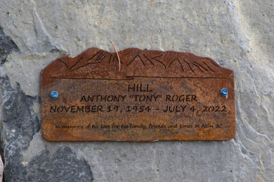 Grave of Anthony 'Tony' Roger Hill in the Atlin Cemetery, BC