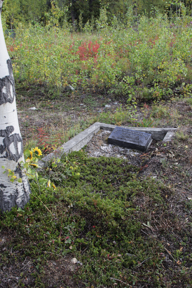 Grave of Hanna E. Holmgren in the Atlin Cemetery, BC