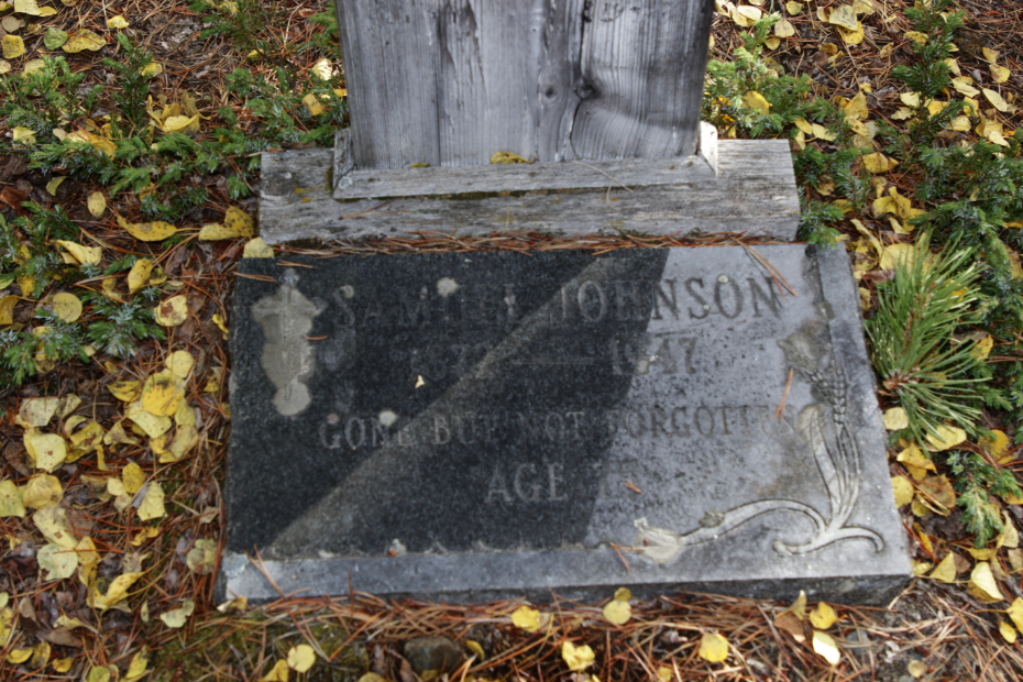 Grave of Samuel Johnson in the Atlin Cemetery, BC