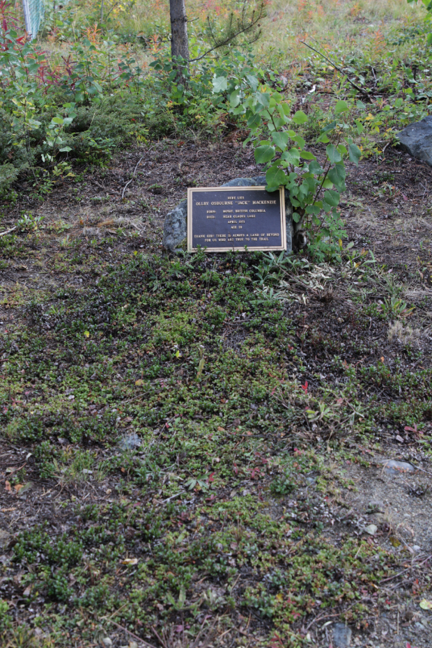Grave of Ollby Osbourne 'Jack' Mackenzie in the Atlin Cemetery, BC