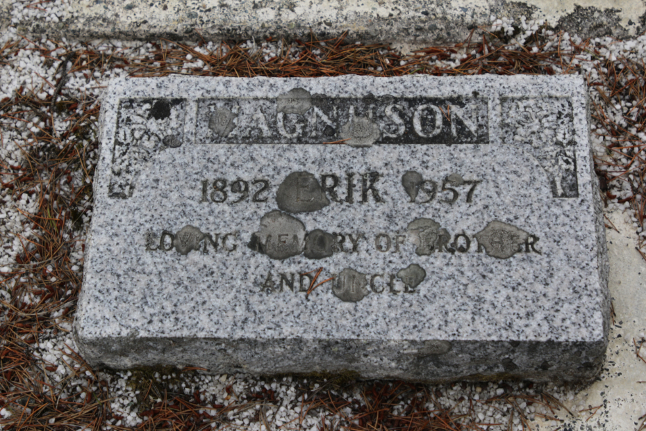 Grave of Erik Magnuson in the Atlin Cemetery, BC