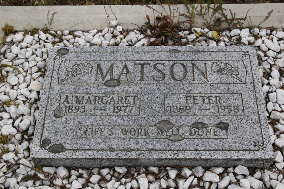 Grave of A. Margaret Matson in the Atlin Cemetery, BC