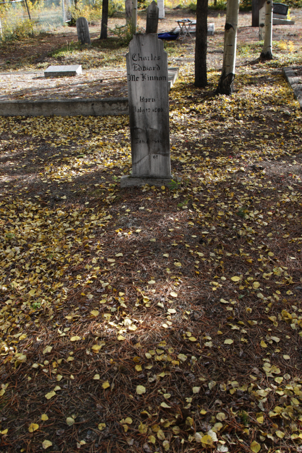 Grave of Charles Edward McKinnon in the Atlin Cemetery, BC