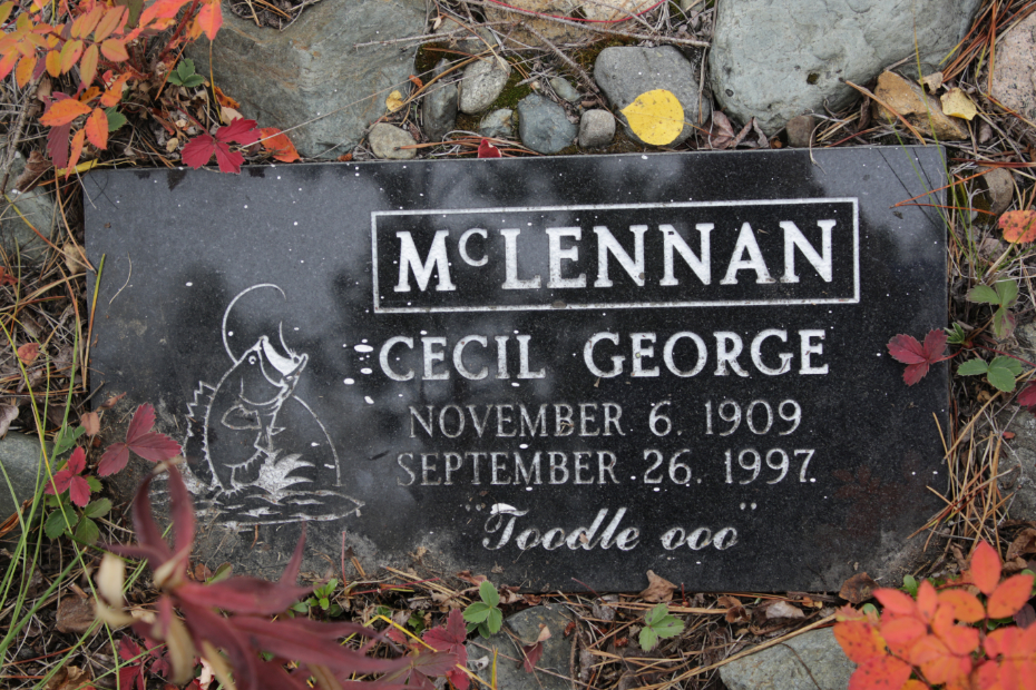 Grave of Cecil George McLennan in the Atlin Cemetery, BC
