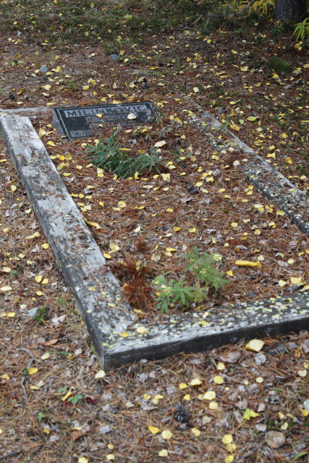 Grave of R. 'Rudy' Milinkovic in the Atlin Cemetery, BC