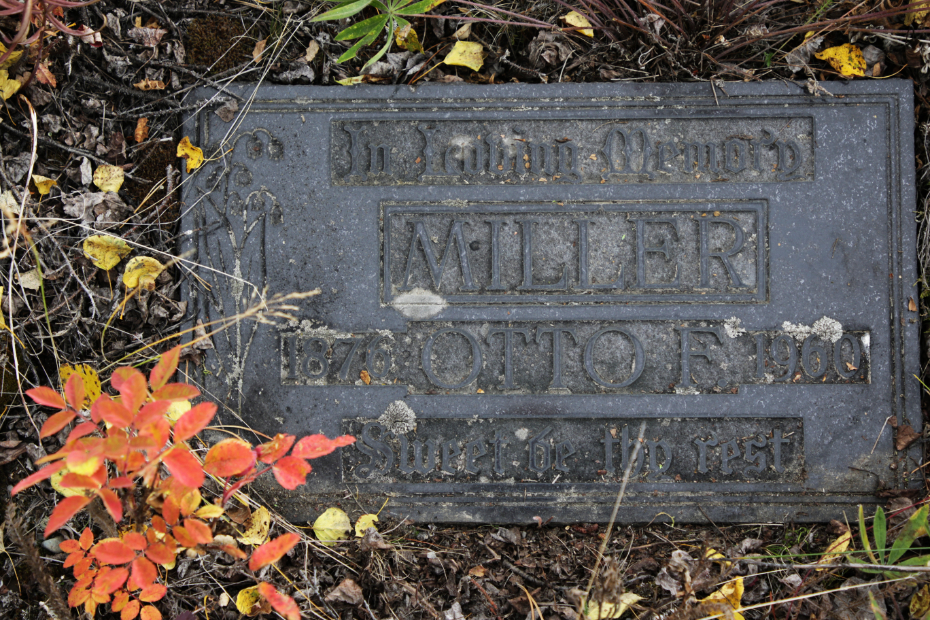 Grave of Otto Miller in the Atlin Cemetery, BC
