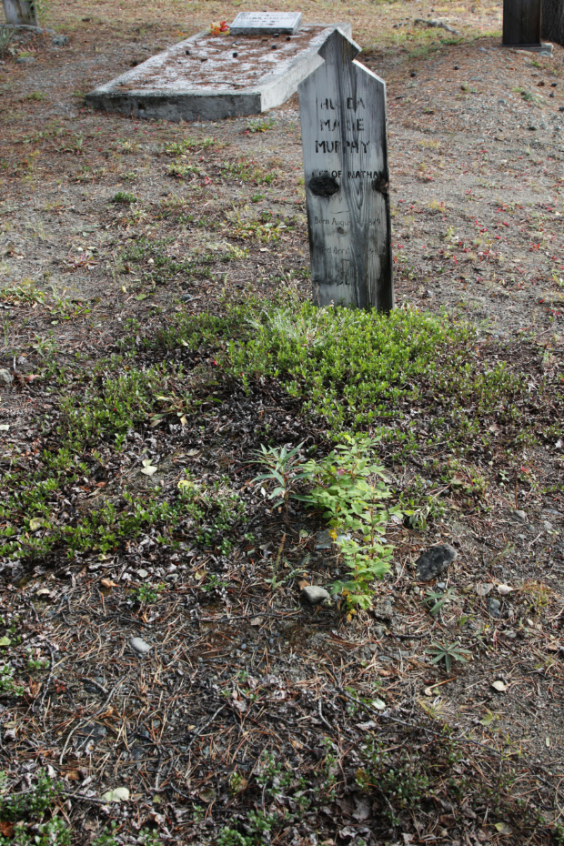 Grave of Hulda Marie Murphy in the Atlin Cemetery, BC