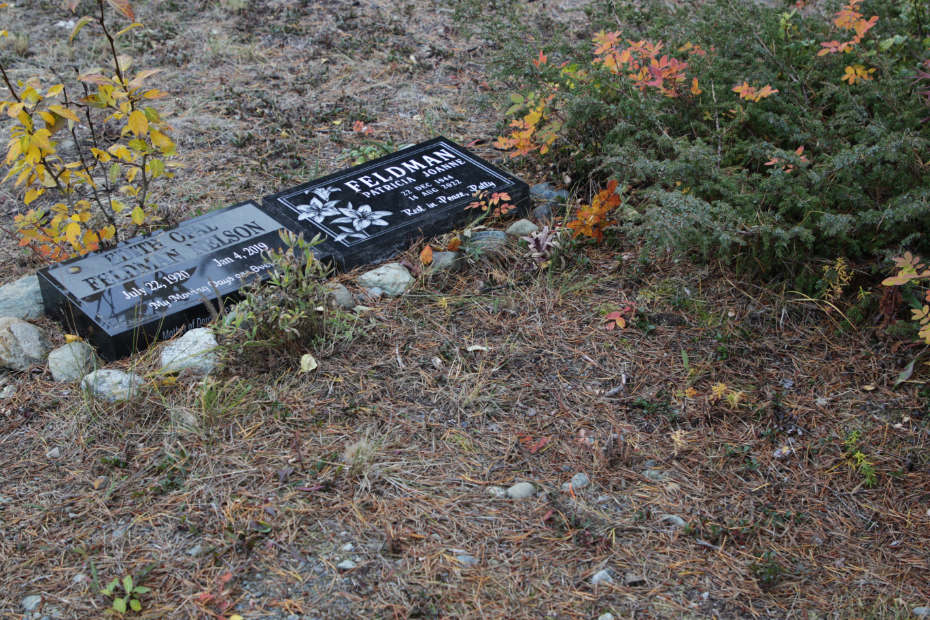 Grave of Edith Opal Feldman Nelson in the Atlin Cemetery, BC