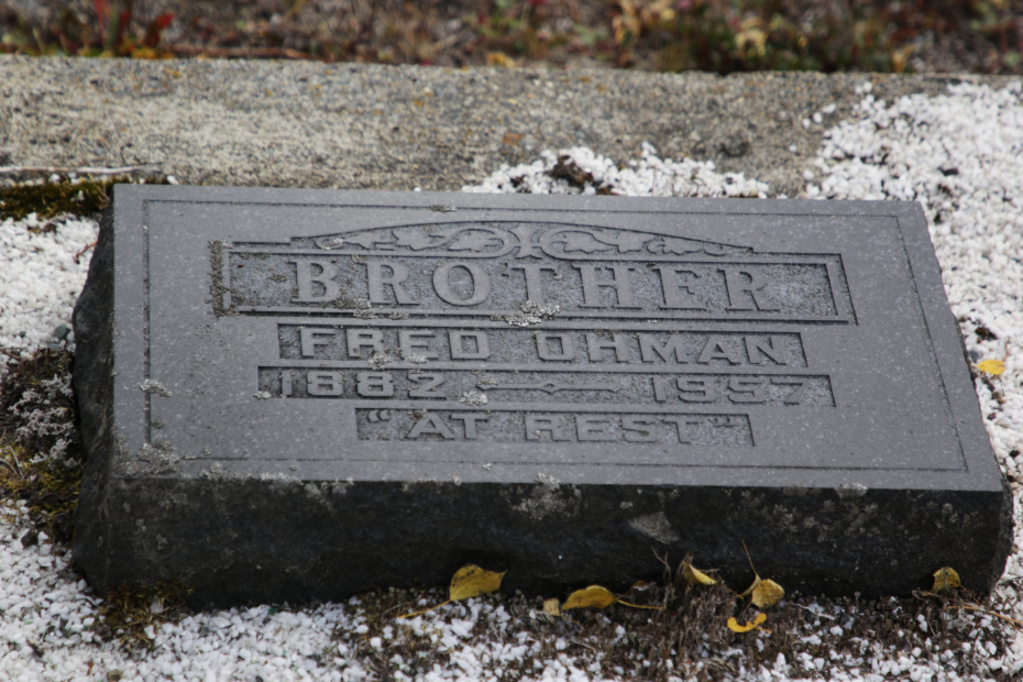 Grave of Fred Ohman in the Atlin Cemetery, BC