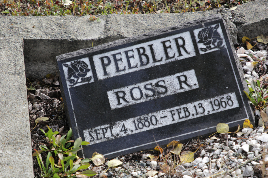 Grave of Ross R. Peebler in the Atlin Cemetery, BC