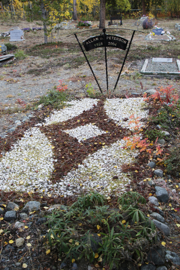 Grave of Allan B. Peterson in the Atlin Cemetery, BC