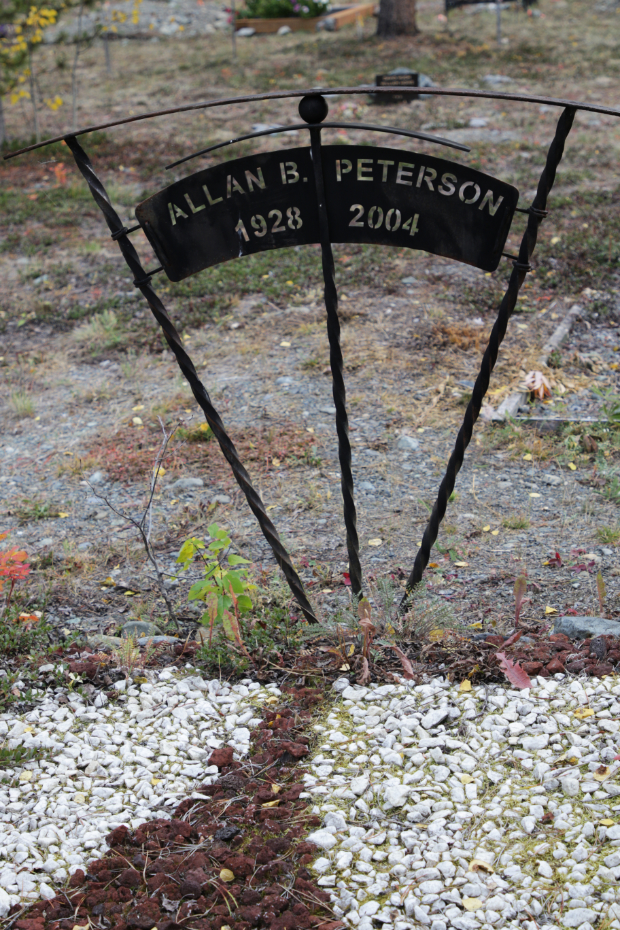 Grave of Allan B. Peterson in the Atlin Cemetery, BC