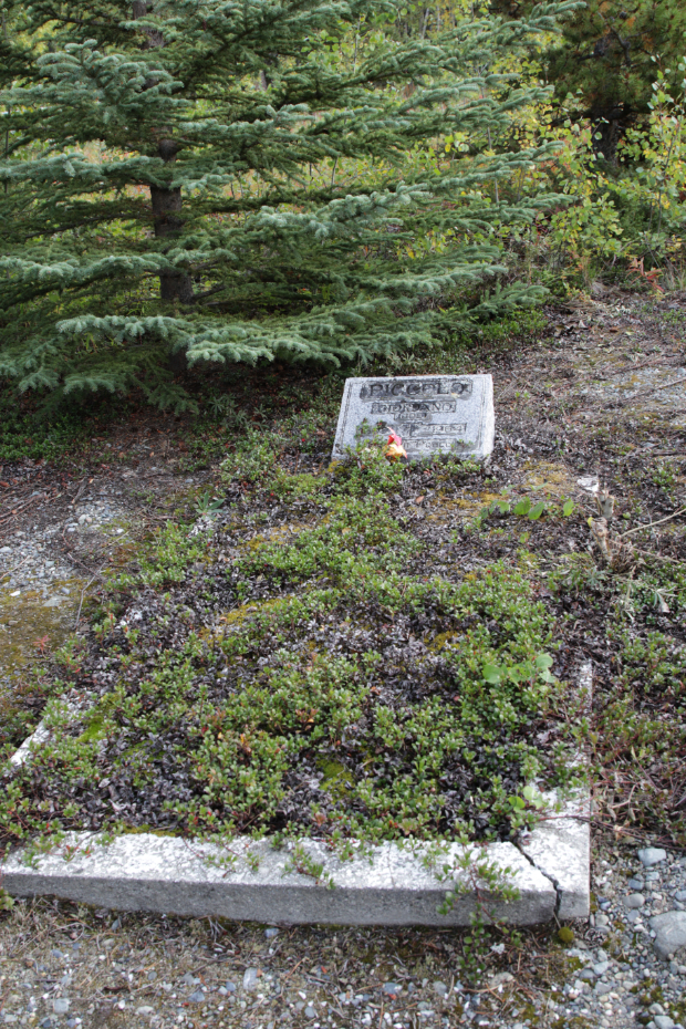 Grave of Giordano 'Joe' Piccolo in the Atlin Cemetery, BC