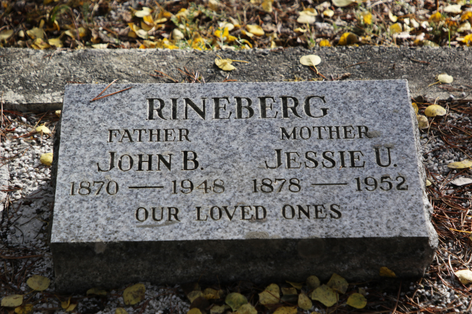 Grave of Jessie U. Rineberg in the Atlin Cemetery, BC