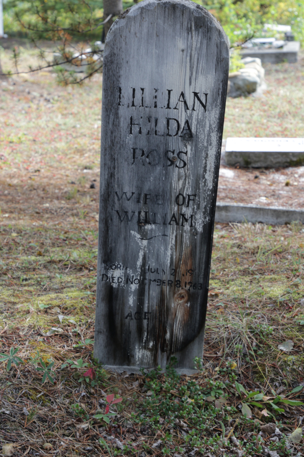 Grave of Lillian Hilda Ross in the Atlin Cemetery, BC