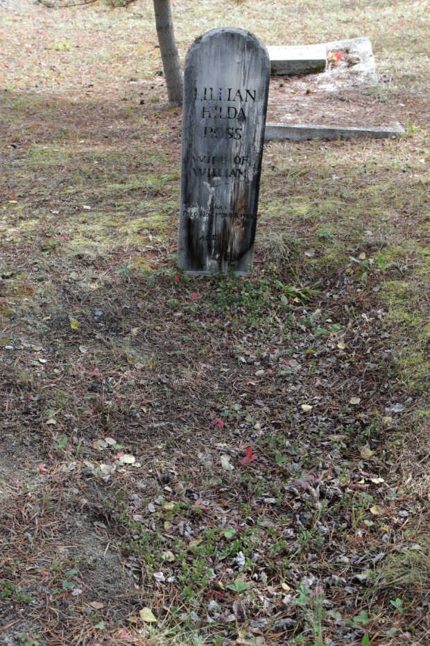 Grave of Lillian Hilda Ross in the Atlin Cemetery, BC
