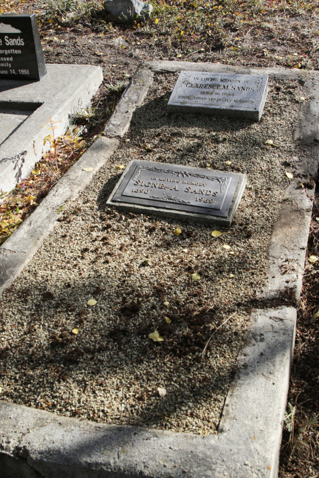 Grave of Signe A. Sands in the Atlin Cemetery, BC