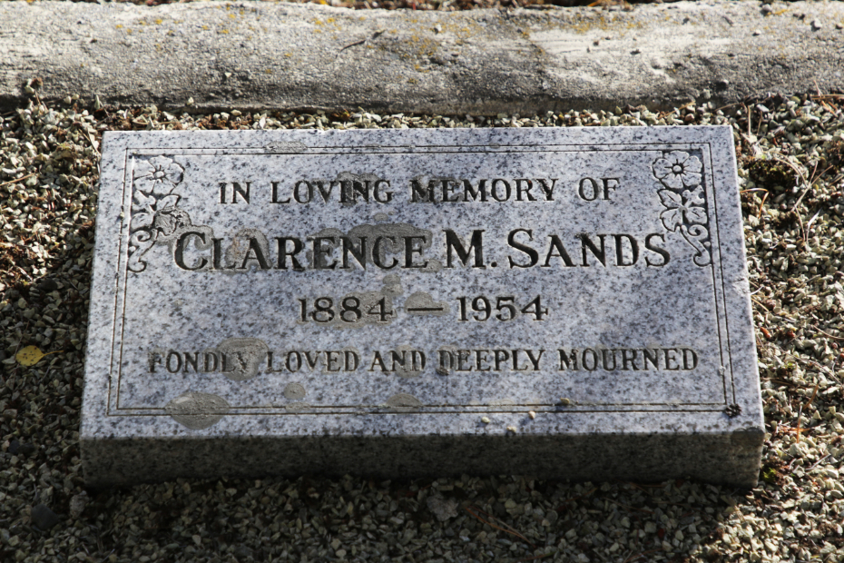 Grave of Clarence M. Sands in the Atlin Cemetery, BC