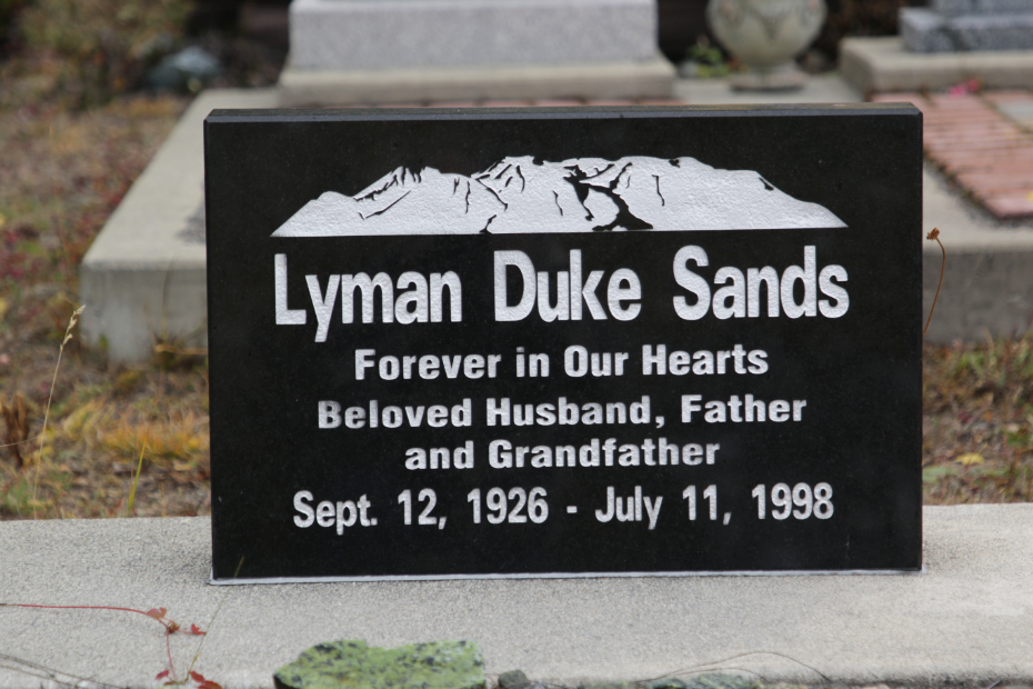 Grave of Lyman Duke Sands in the Atlin Cemetery, BC