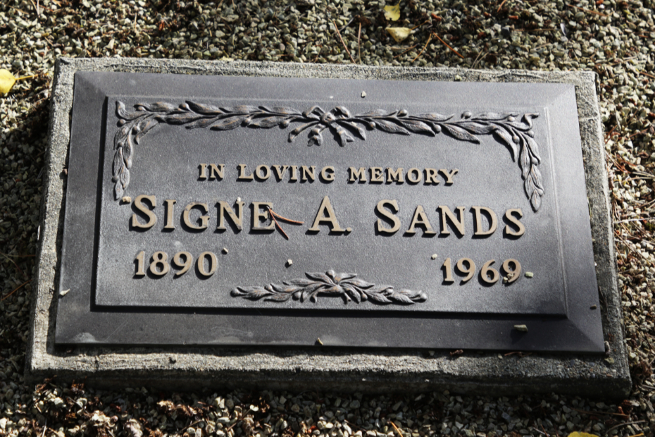 Grave of Signe A. Sands in the Atlin Cemetery, BC