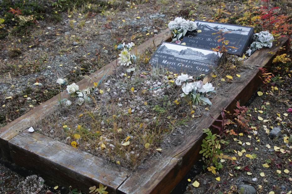 Grave of George 'Bunn' Shaw in the Atlin Cemetery, BC