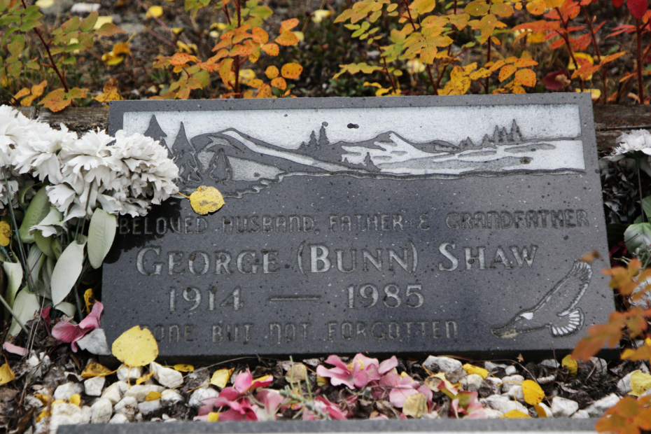 Grave of George 'Bunn' Shaw in the Atlin Cemetery, BC