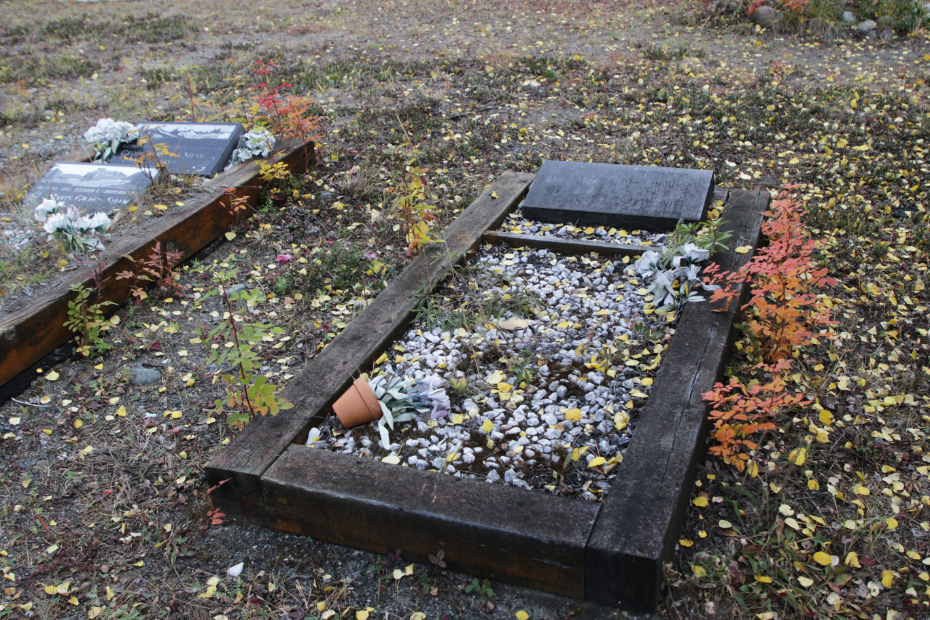 Grave of Nels Bernard Shaw in the Atlin Cemetery, BC
