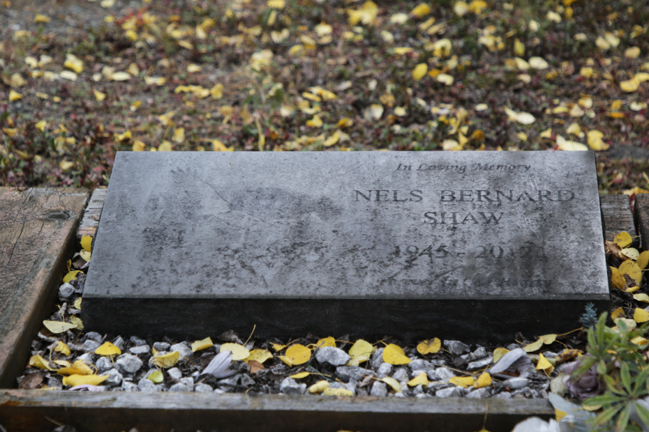 Grave of Nels Bernard Shaw in the Atlin Cemetery, BC