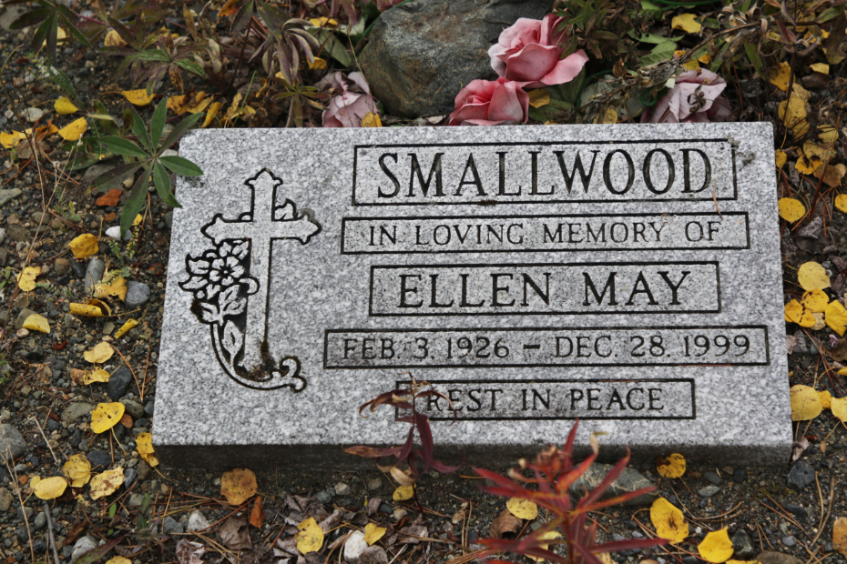 Grave of Ellen May Smallwood in the Atlin Cemetery, BC