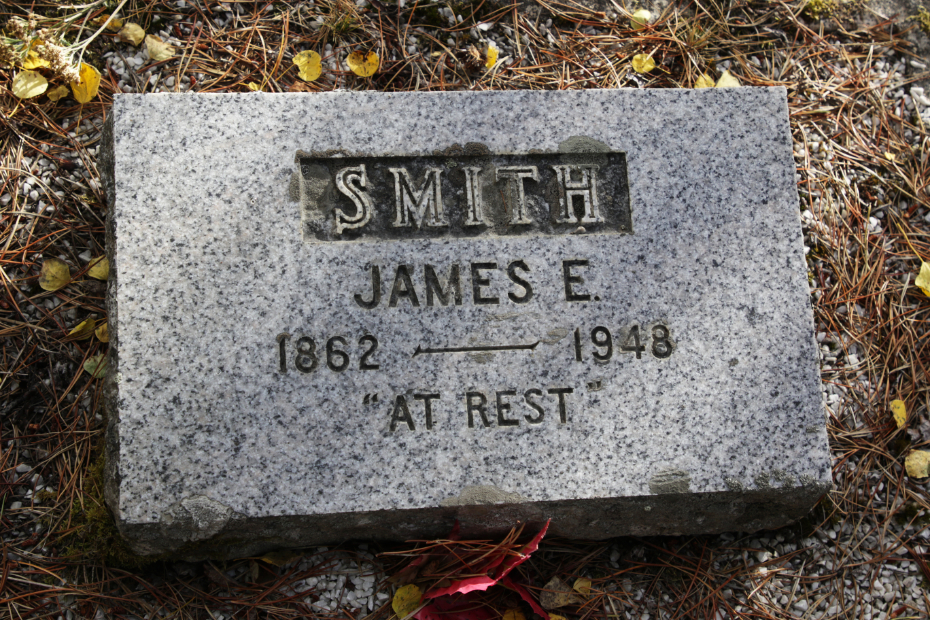 Grave of James E. Smith in the Atlin Cemetery, BC