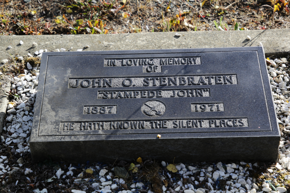 Grave of John O. Stenbraten in the Atlin Cemetery, BC