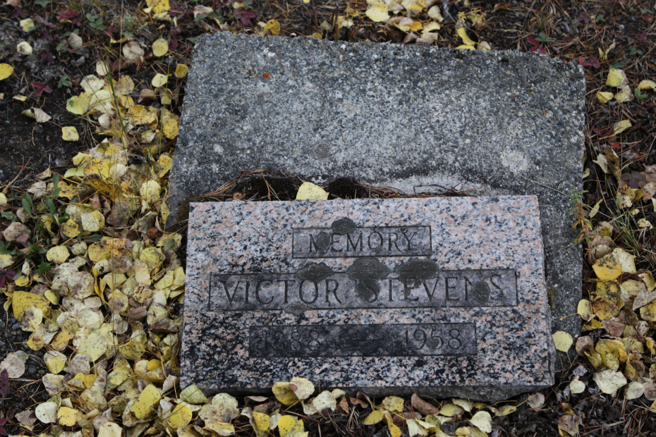 Grave of Victor Stevens in the Atlin Cemetery, BC