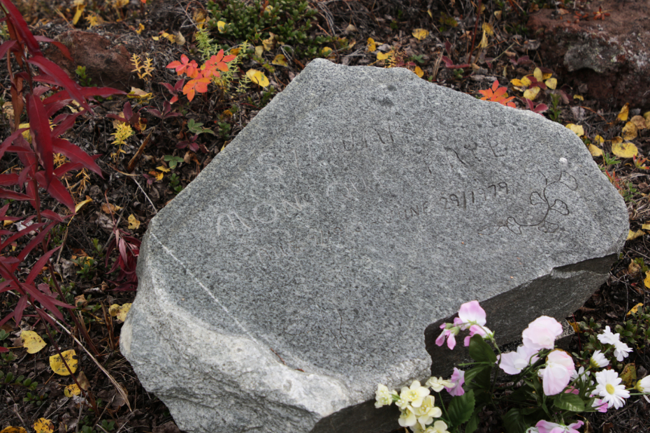 Grave of Monique Faye Stewart in the Atlin Cemetery, BC