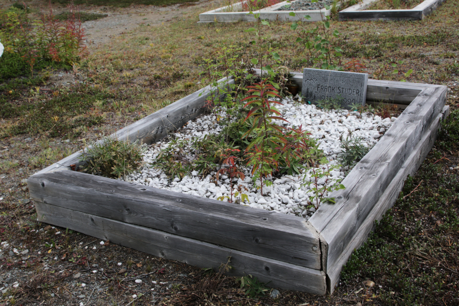 Grave of Frank Studer in the Atlin Cemetery, BC