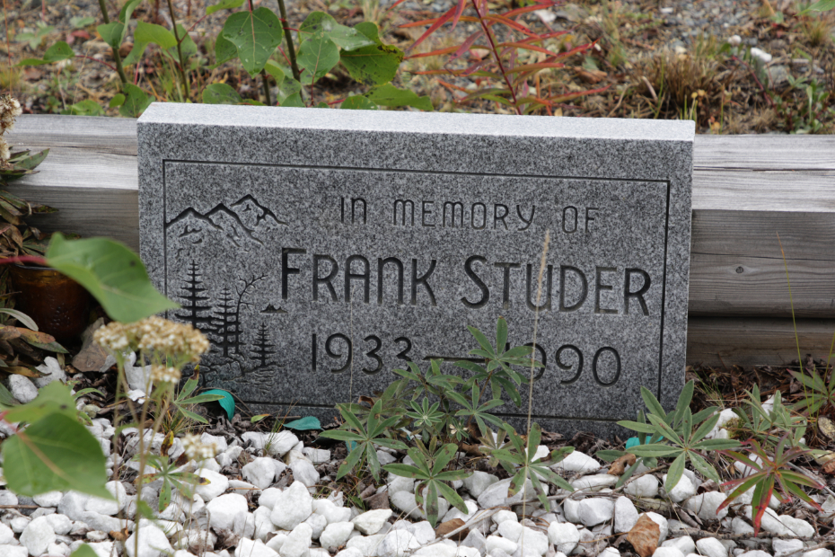 Grave of Frank Studer in the Atlin Cemetery, BC