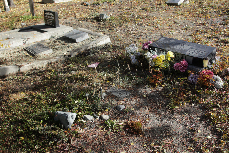 Grave of Ivan Paul-Edwards Trudeau in the Atlin Cemetery, BC
