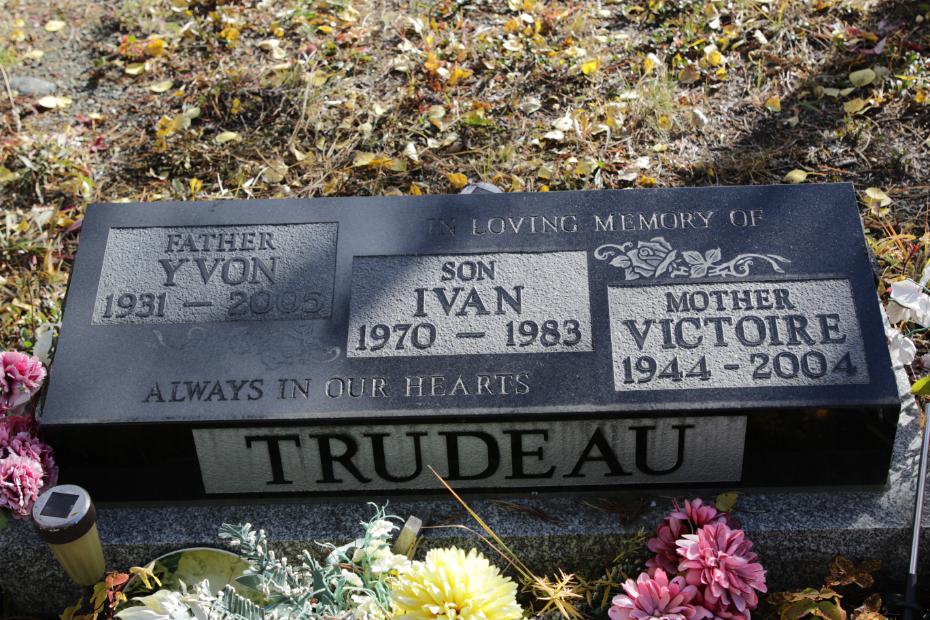Grave of Ivan Paul-Edwards Trudeau in the Atlin Cemetery, BC