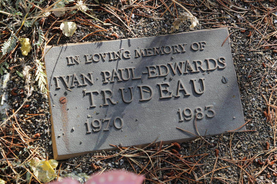 Grave of Ivan Paul-Edwards Trudeau in the Atlin Cemetery, BC