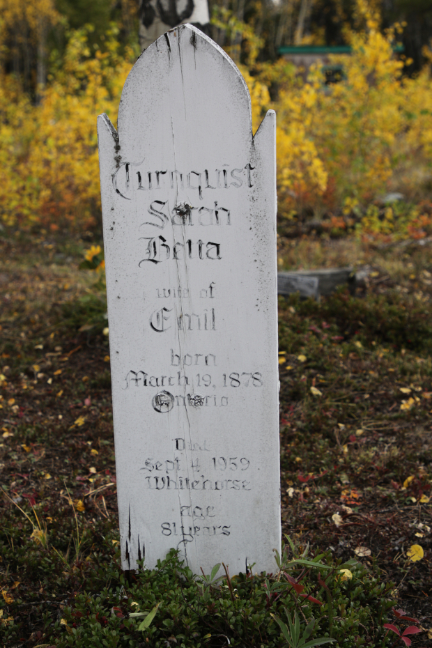 Grave of Sarah Bella Turnquist in the Atlin Cemetery, BC