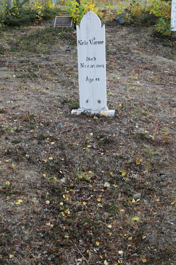 Grave of Nels Varme in the Atlin Cemetery, BC