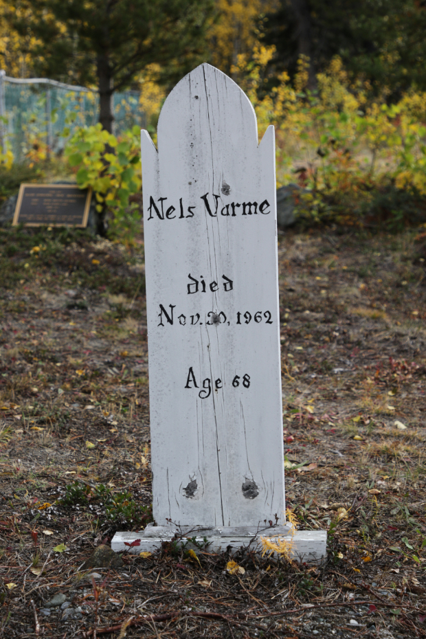 Grave of Nels Varme in the Atlin Cemetery, BC