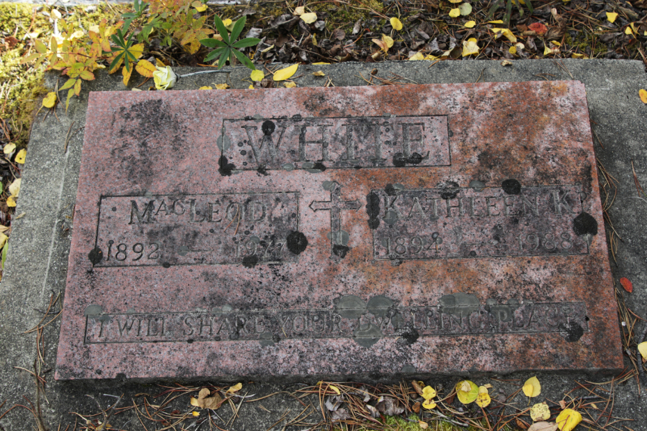 Grave of Kathleen K. White in the Atlin Cemetery, BC