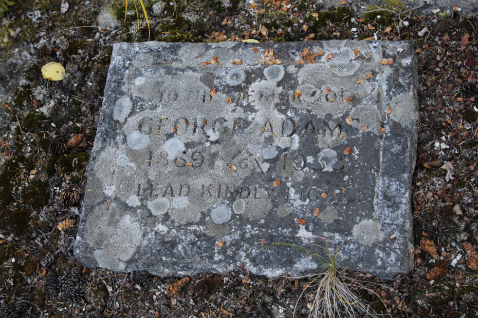 Grave of George Adams in the Atlin Pioneer Cemetery, BC