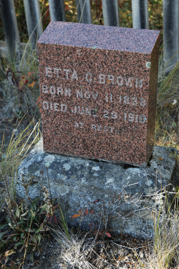 Grave of Etta C. Brown in the Atlin Pioneer Cemetery, BC