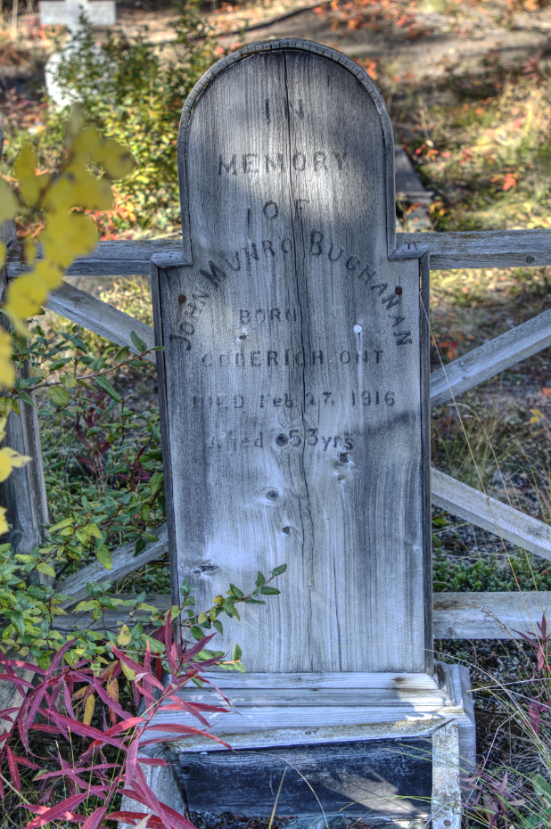 Grave of John Munro Buchanan in the Atlin Pioneer Cemetery, BC