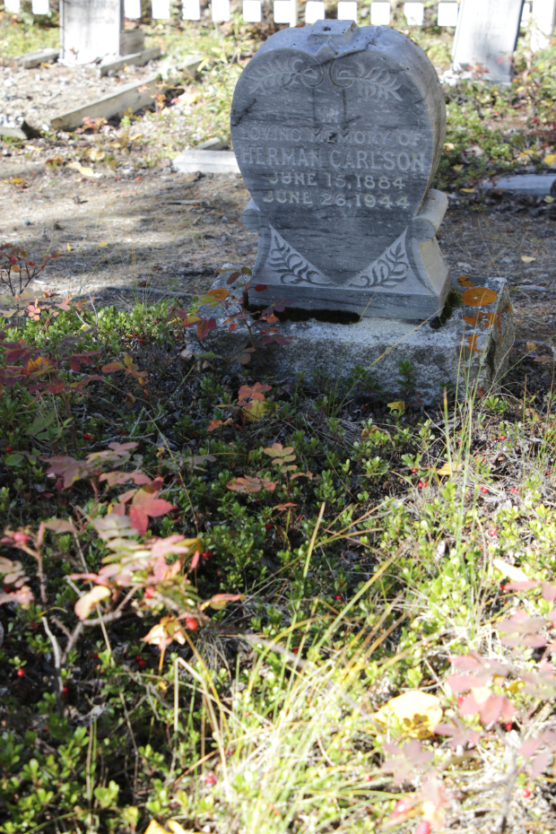 Grave of Herman Carlson in the Atlin Pioneer Cemetery, BC