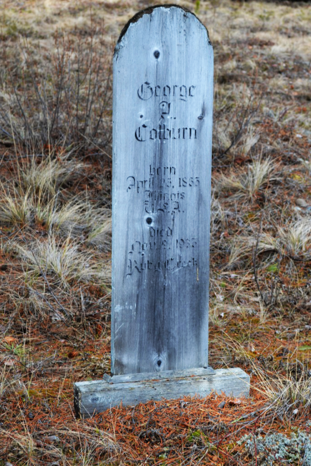 Grave of George A. Colburn in the Atlin Pioneer Cemetery, BC