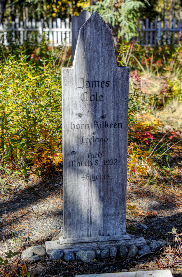 Grave of James Cole in the Atlin Pioneer Cemetery, BC